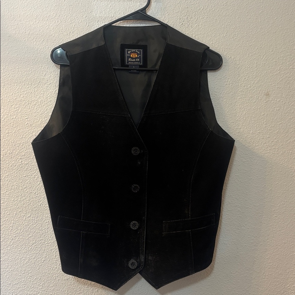 Route 66 Black Leather Vest